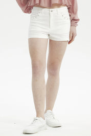 Short Mujer Aplicación Rivets Bolsillo Crudo
