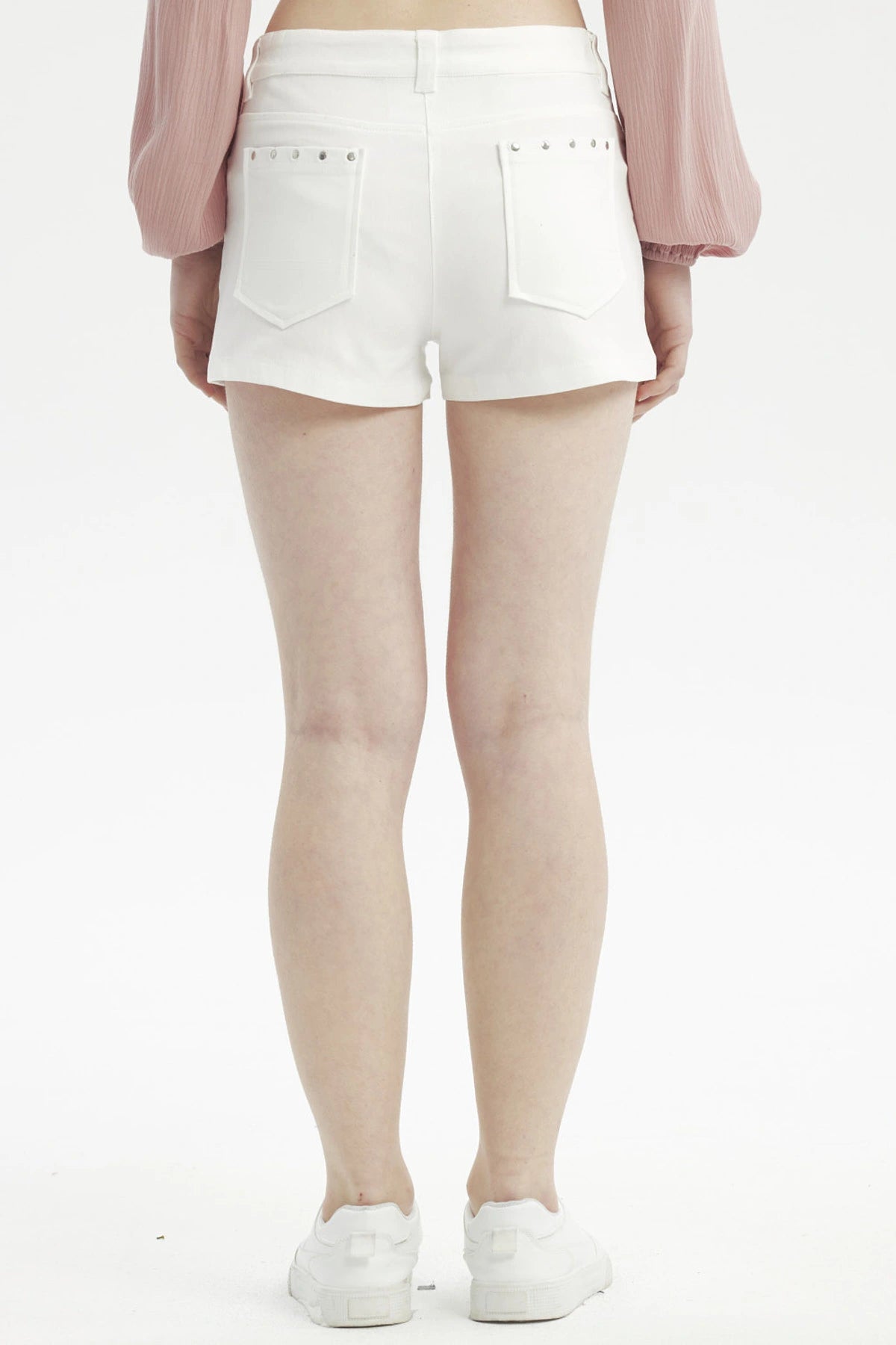 Short Mujer Aplicación Rivets Bolsillo Crudo