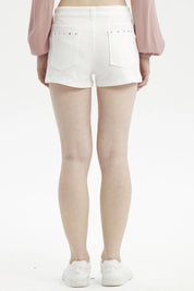 Short Mujer Aplicación Rivets Bolsillo Crudo
