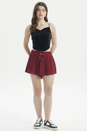 Short Mujer Cordón Delantero Rojo