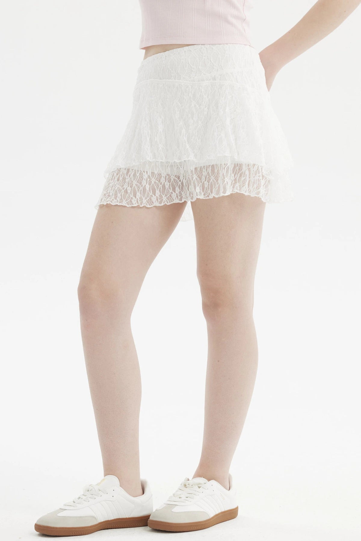 Falda Mujer Encaje Crudo