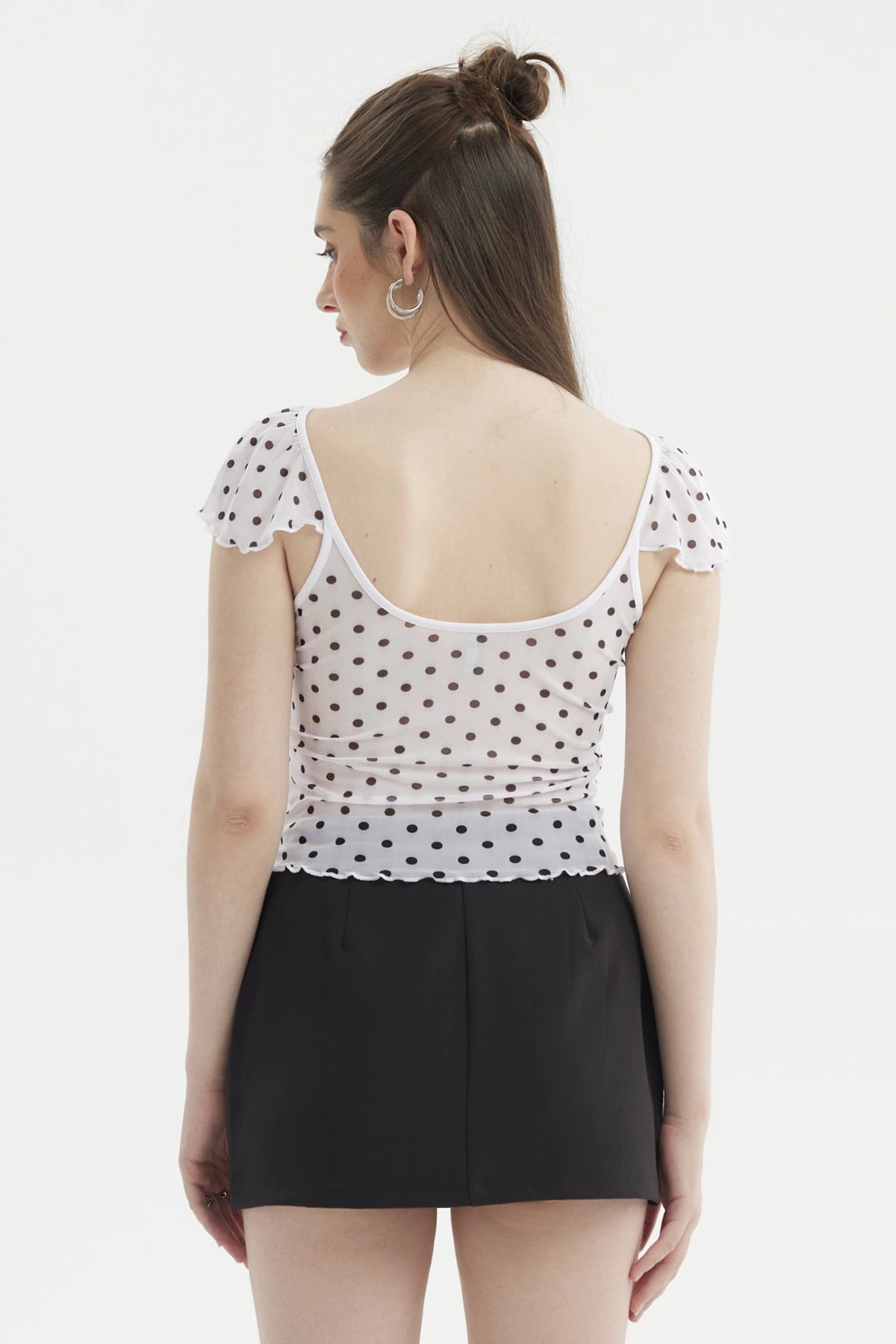 Polera Mujer Manga Vuelos Escote Cuadrado Blanco