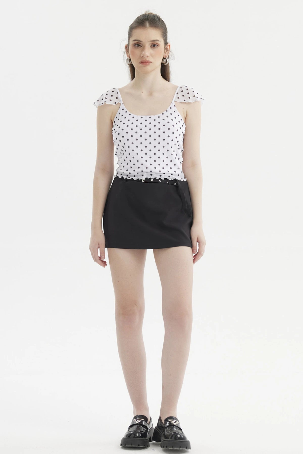 Polera Mujer Manga Vuelos Escote Cuadrado Blanco