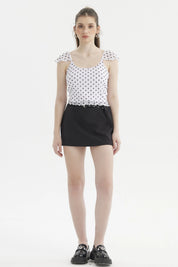 Polera Mujer Manga Vuelos Escote Cuadrado Blanco