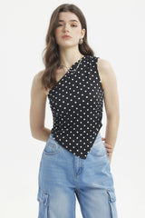 Polera Mujer Asimétrica Negro