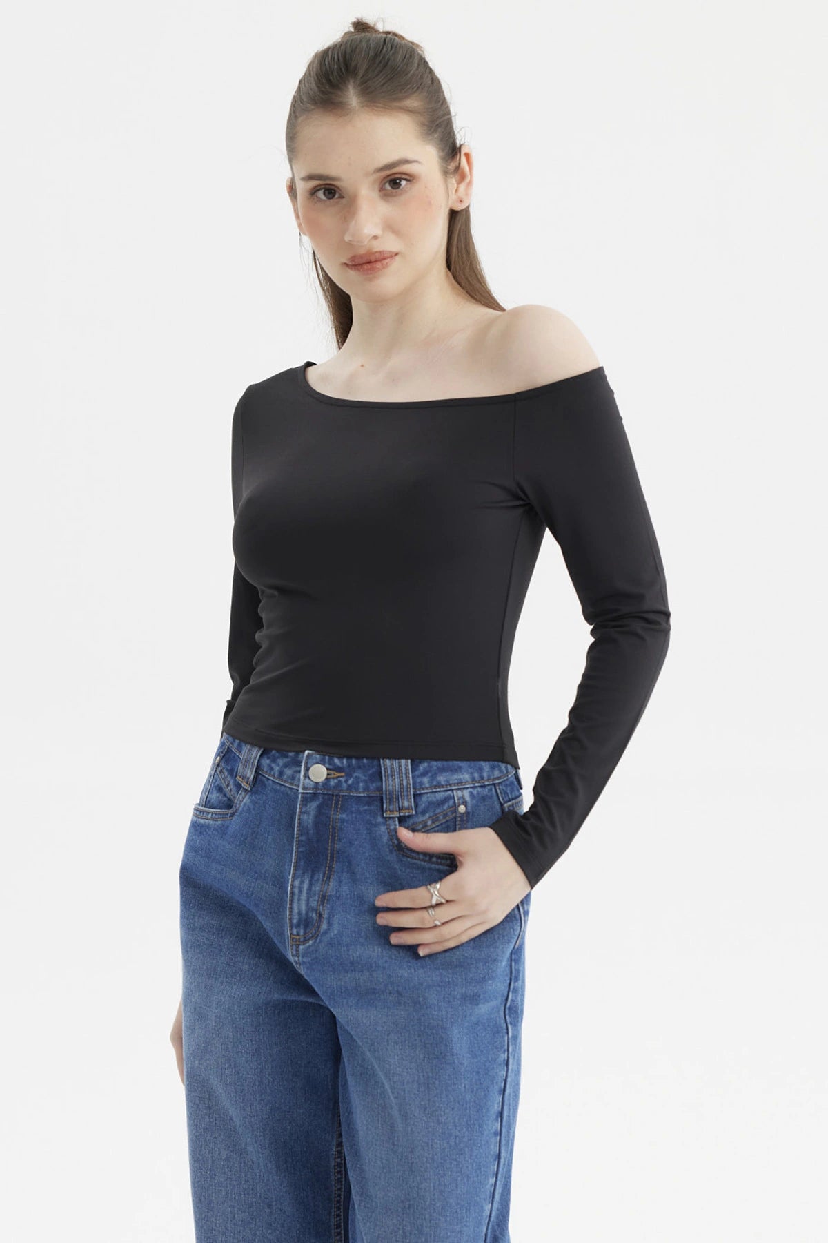 Polera Mujer Asimétrico Negro