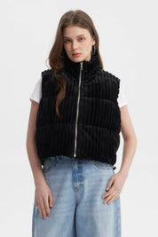 Parka Mujer Sin Mangas Polar Negro