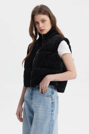 Parka Mujer Sin Mangas Polar Negro