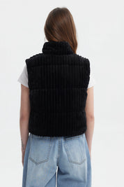 Parka Mujer Sin Mangas Polar Negro