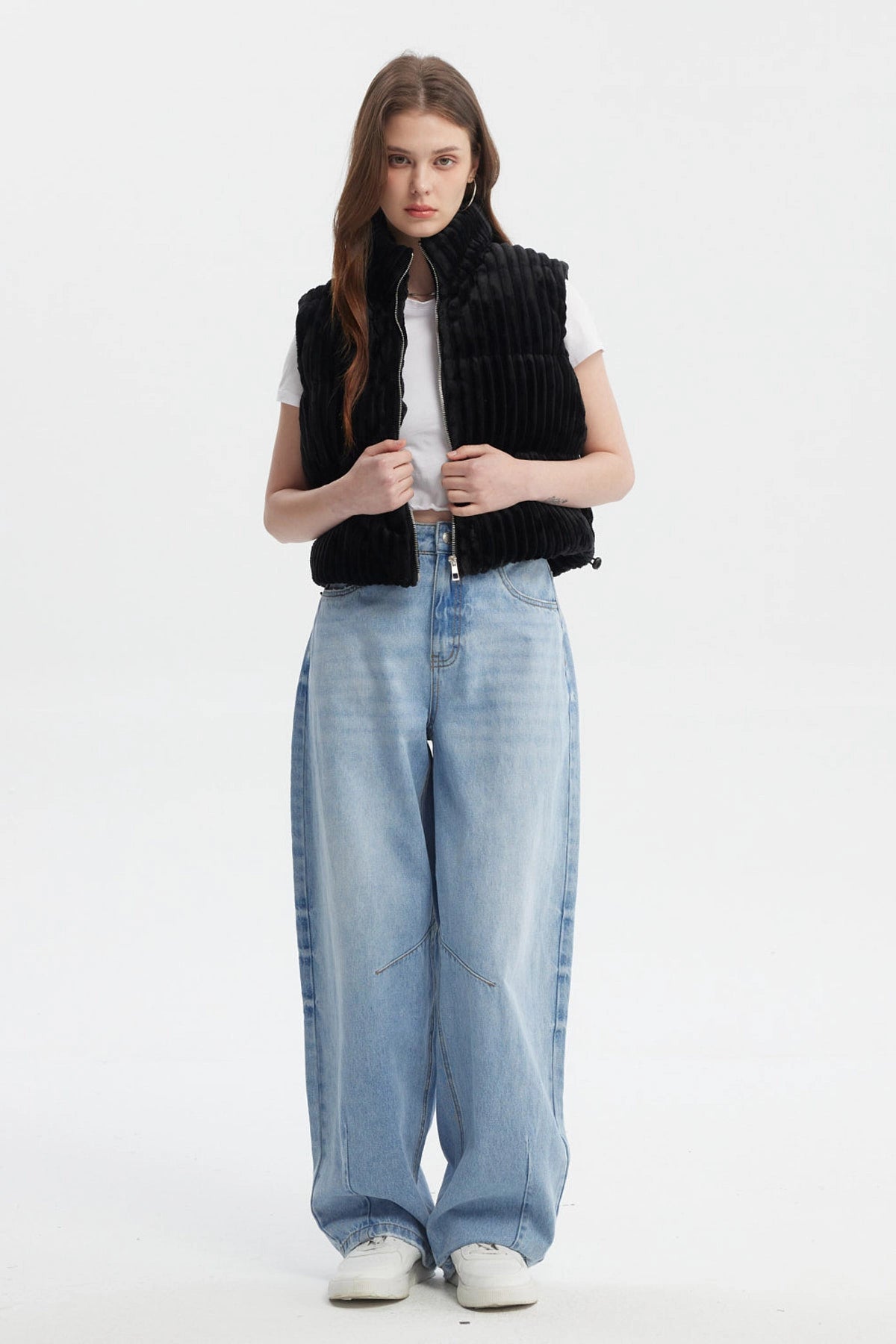 Parka Mujer Sin Mangas Polar Negro