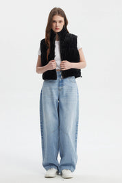 Parka Mujer Sin Mangas Polar Negro