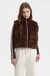 Parka Mujer Sin Mangas Polar Café Oscuro