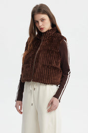 Parka Mujer Sin Mangas Polar Café Oscuro