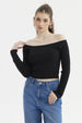 Sweater Mujer Bardot Crop Negro