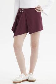 Short Mujer Falda Short Burdeo