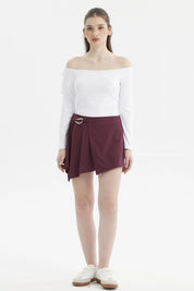 Short Mujer Falda Short Burdeo