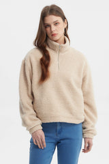 Polar Mujer Cuello Camisero Beige Oscuro