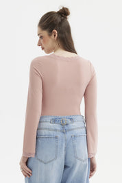 Polera Mujer Escote Cuadrado Palo Rosa