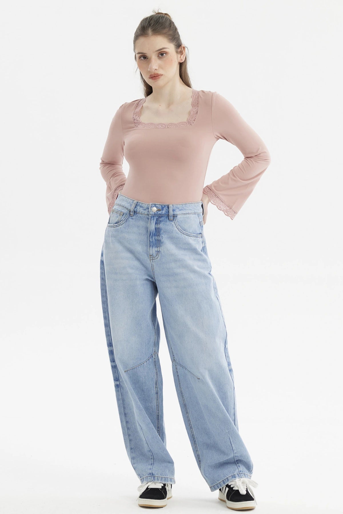 Polera Mujer Escote Cuadrado Palo Rosa