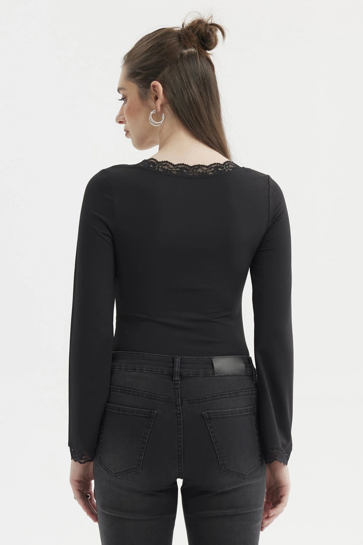 Polera Mujer Escote Cuadrado Negro