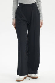 Pantalón negro de calce recto para mujer sin estampa diseño liso ideal para un look elegante y cómodo