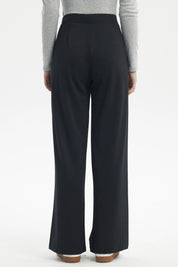 Pantalón negro de calce recto para mujer sin estampa diseño liso ideal para un look elegante y cómodo