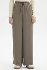Pantalón Mujer Holgado Amplio Con Cordón Verde Militar Claro