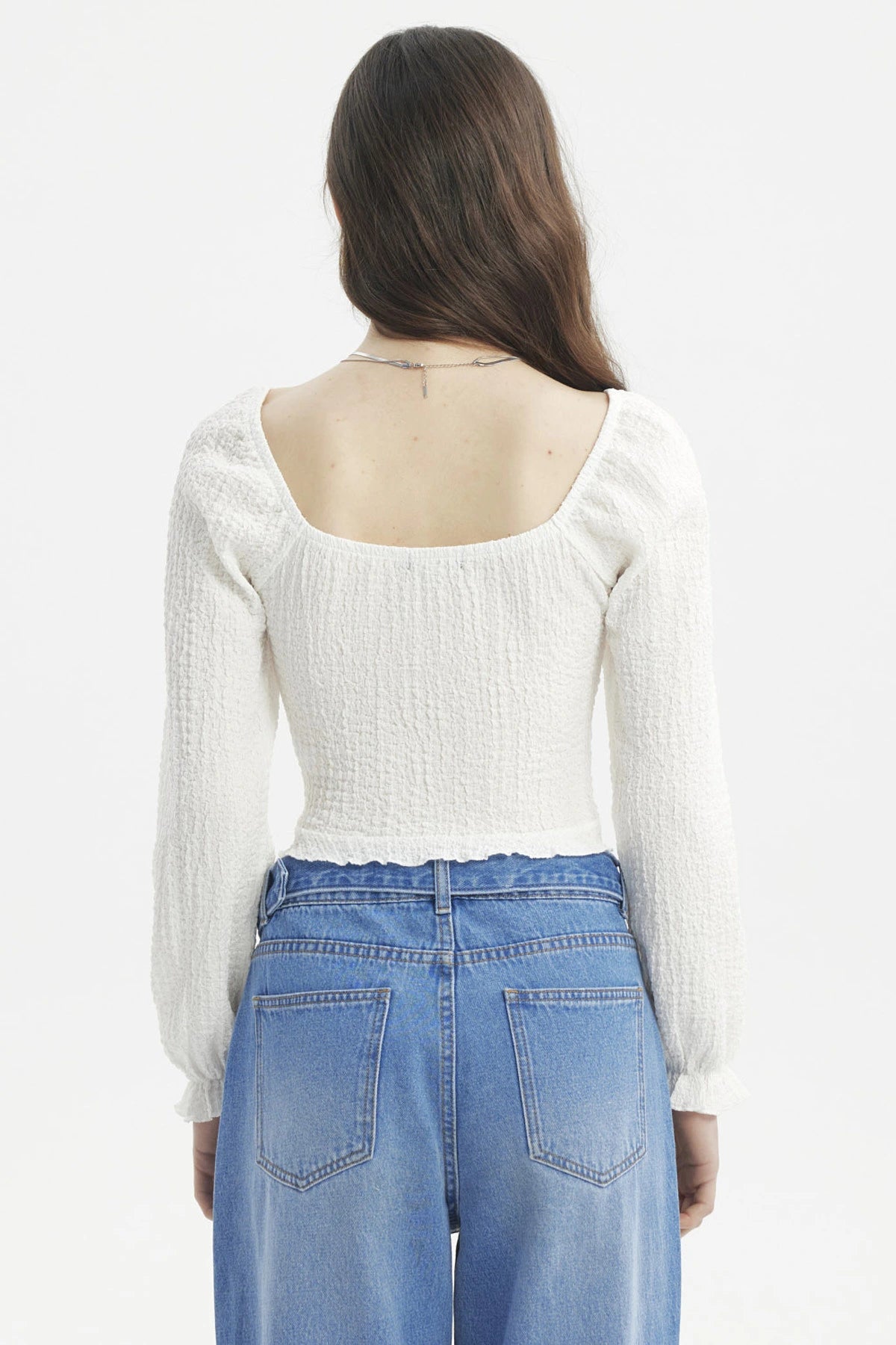 Blusa Mujer Recogido En El Pecho Crudo