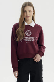 Polerón Mujer Cuello Polo Rojo