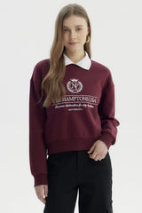 Polerón Mujer Cuello Polo Rojo