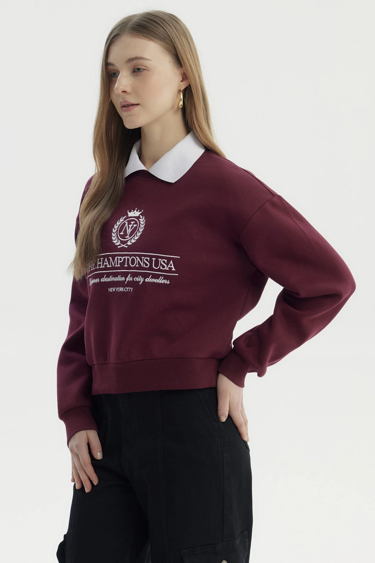 Polerón Mujer Cuello Polo Rojo