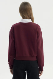 Polerón Mujer Cuello Polo Rojo