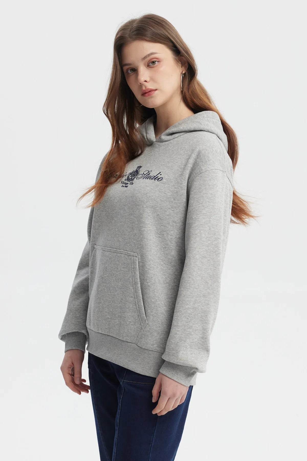 Polerón Mujer Canguro Gris Melange