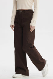 Pantalón Mujer Con Cordón Calce Recto Café Oscuro