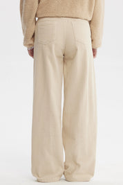 Pantalón Mujer Wide Leg Beige
