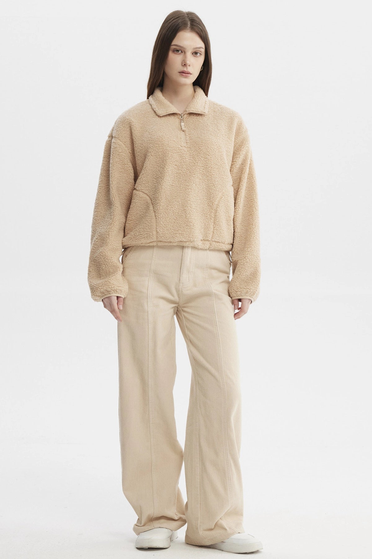 Pantalón Mujer Wide Leg Beige