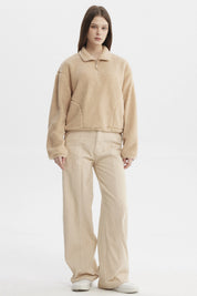 Pantalón Mujer Wide Leg Beige