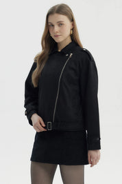 Chaqueta Mujer Oversize Gamuza Negro