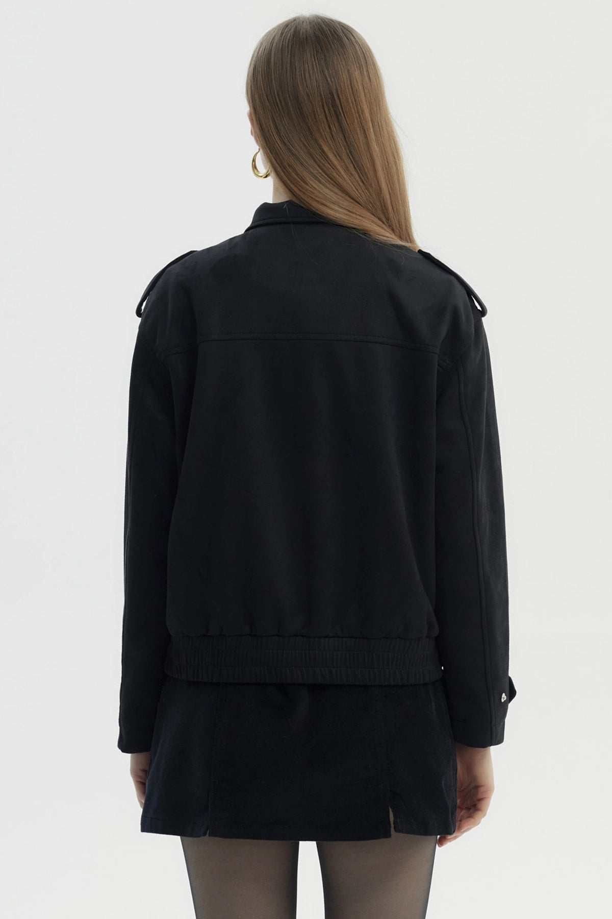 Chaqueta Mujer Oversize Gamuza Negro