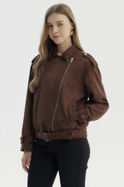 Chaqueta Mujer Oversize Gamuza Café