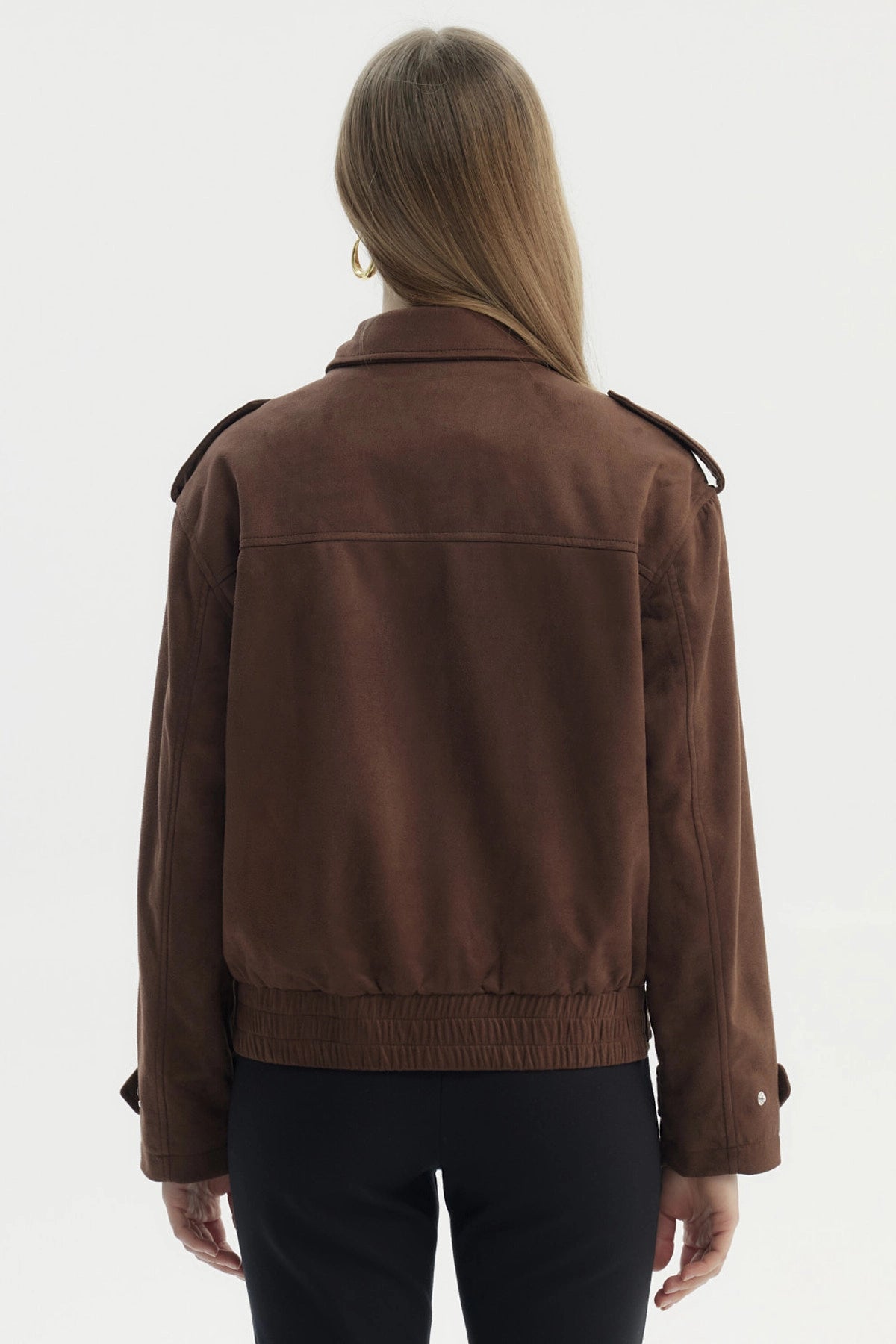 Chaqueta Mujer Oversize Gamuza Café