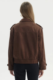 Chaqueta Mujer Oversize Gamuza Café