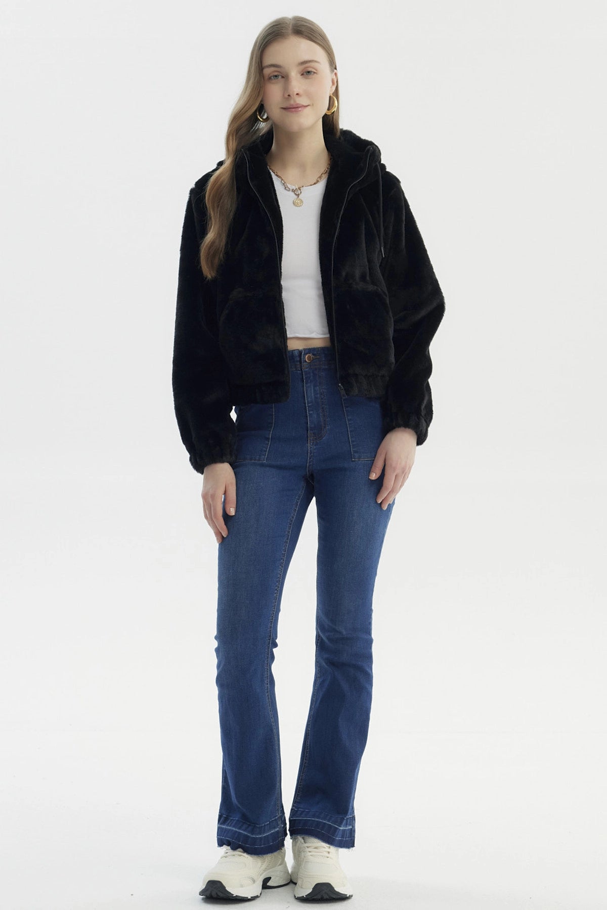 Chaqueta Mujer Polar Suave Negro