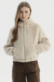 Chaqueta Mujer Polar Suave Beige Claro
