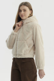 Chaqueta Mujer Polar Suave Beige Claro