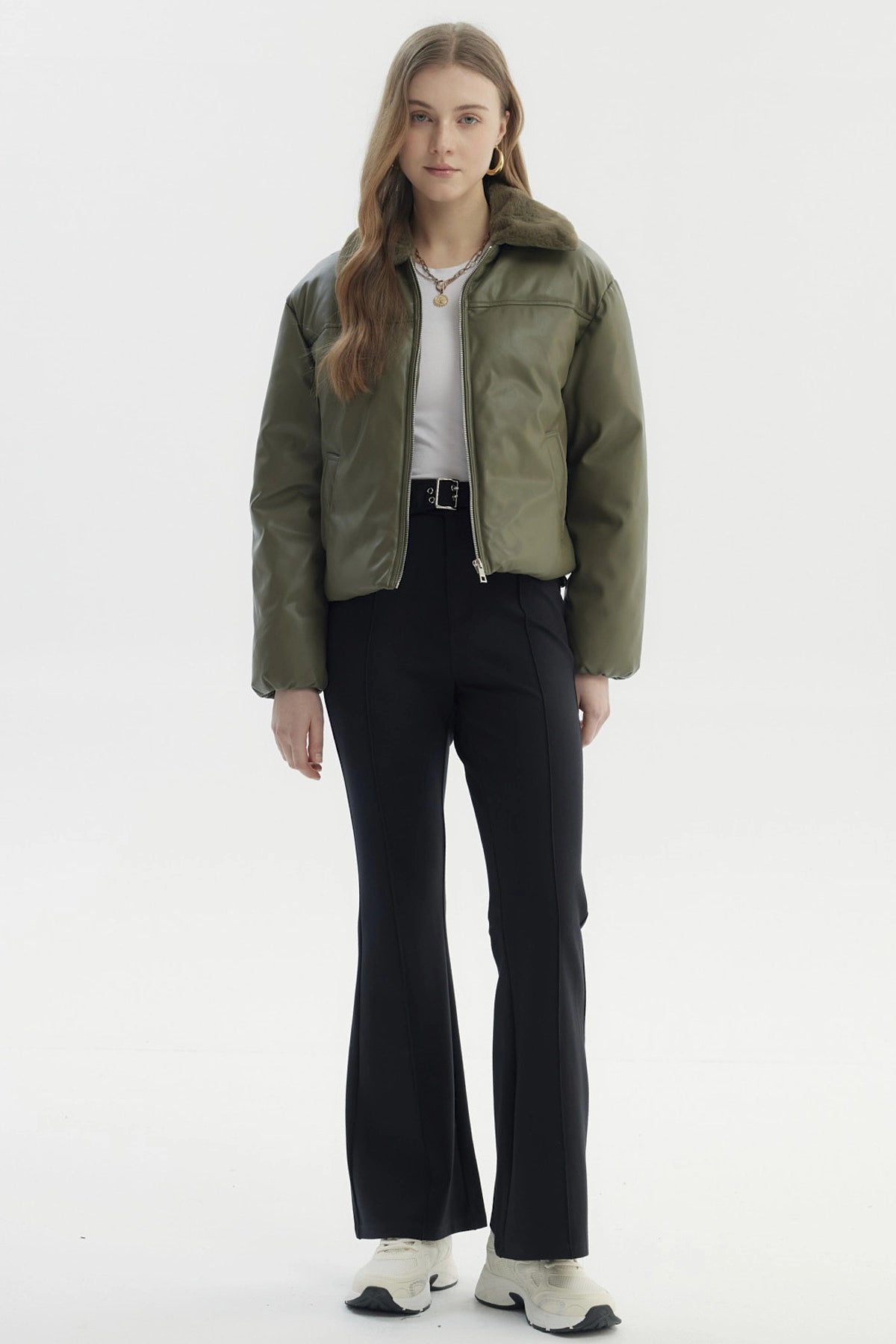 Parka Mujer Wide Acolchado Verde Militar