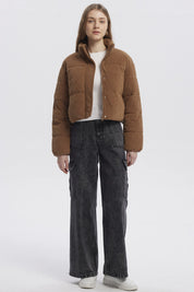 Parka Mujer Calce Largo Camel Oscuro