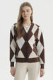 Sweater Mujer Peludo Rombos Café