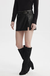 Falda Mujer Aplicación Tachas Negro