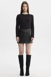 Falda Mujer Aplicación Tachas Negro